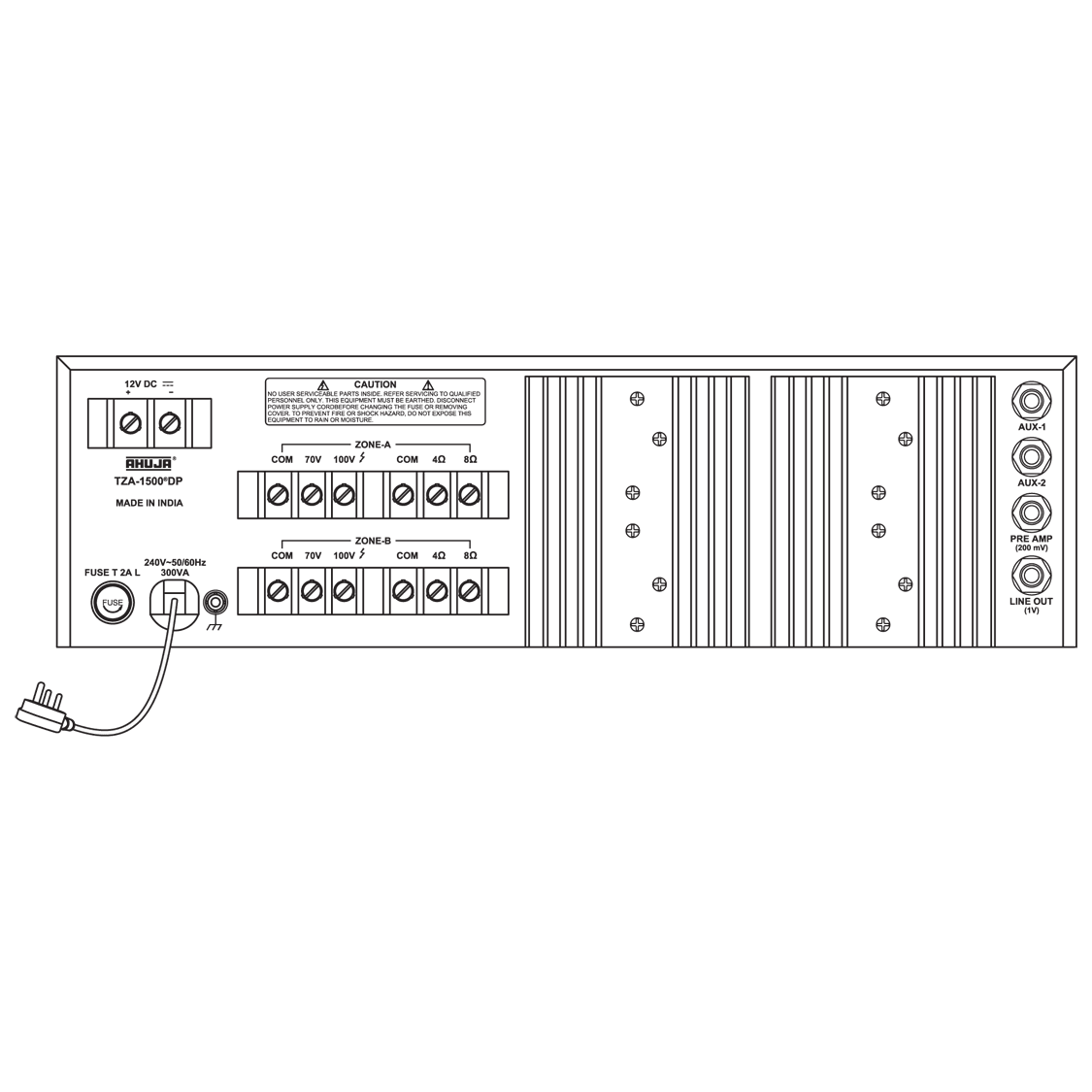 Ahuja TZA1500 Two Zone PA Mixer Amplifier