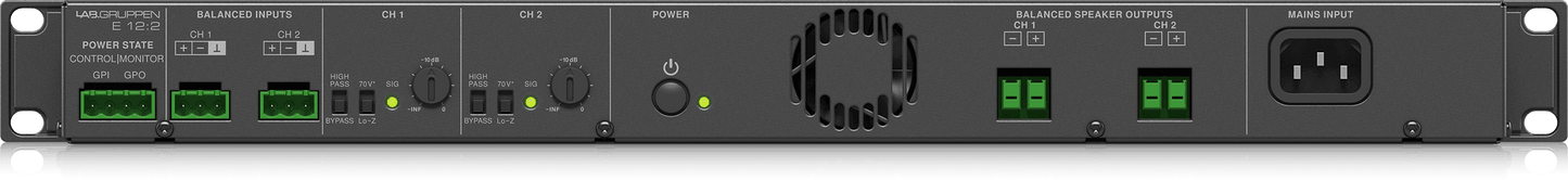 Lab Gruppen E 12:2 -1200 Watt Amplifier with 2 Flexible Output Channels for Installation Applications