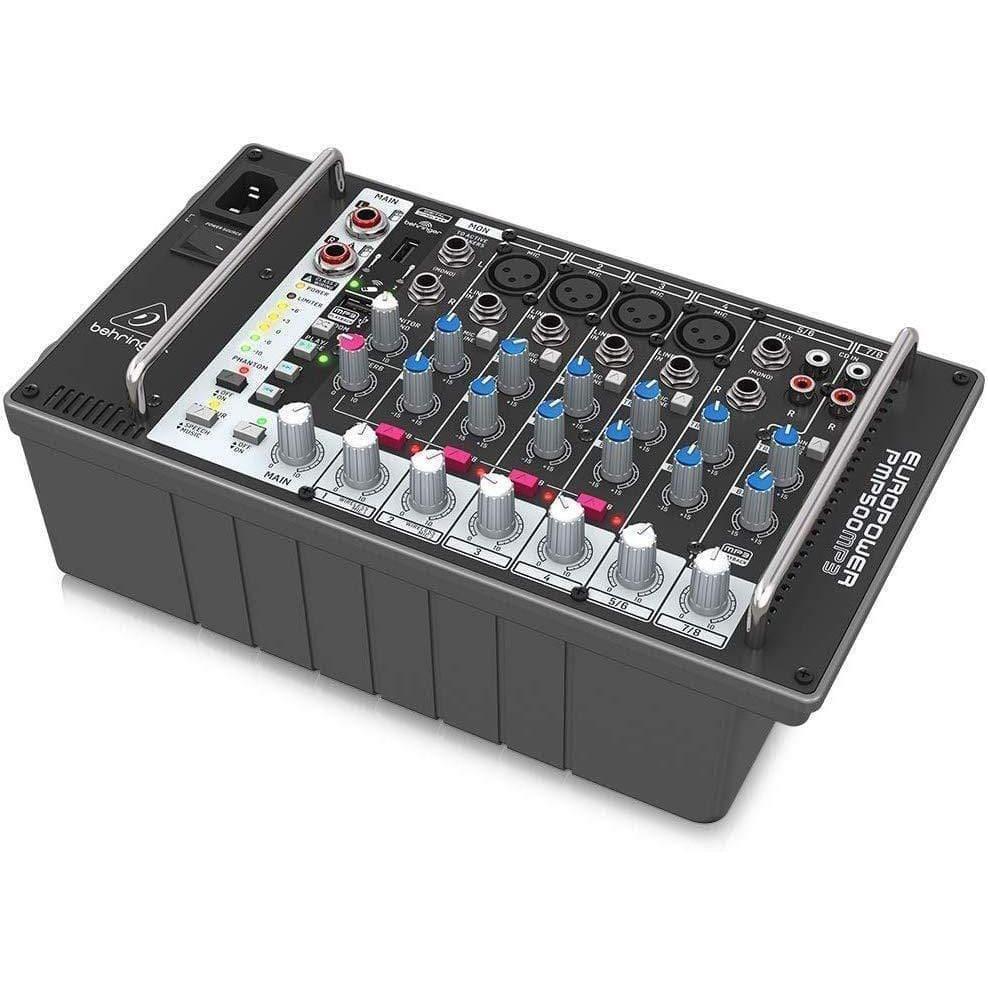 Behringer PMP500MP3 Ultra-Compact 500-Watt 8-Channel Powered Mixer with MP3 Player, Re