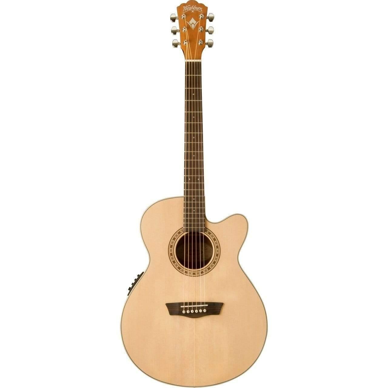 Washburn WG7SCE Grand Auditorium Semi-Acoustic Guitar - Natural