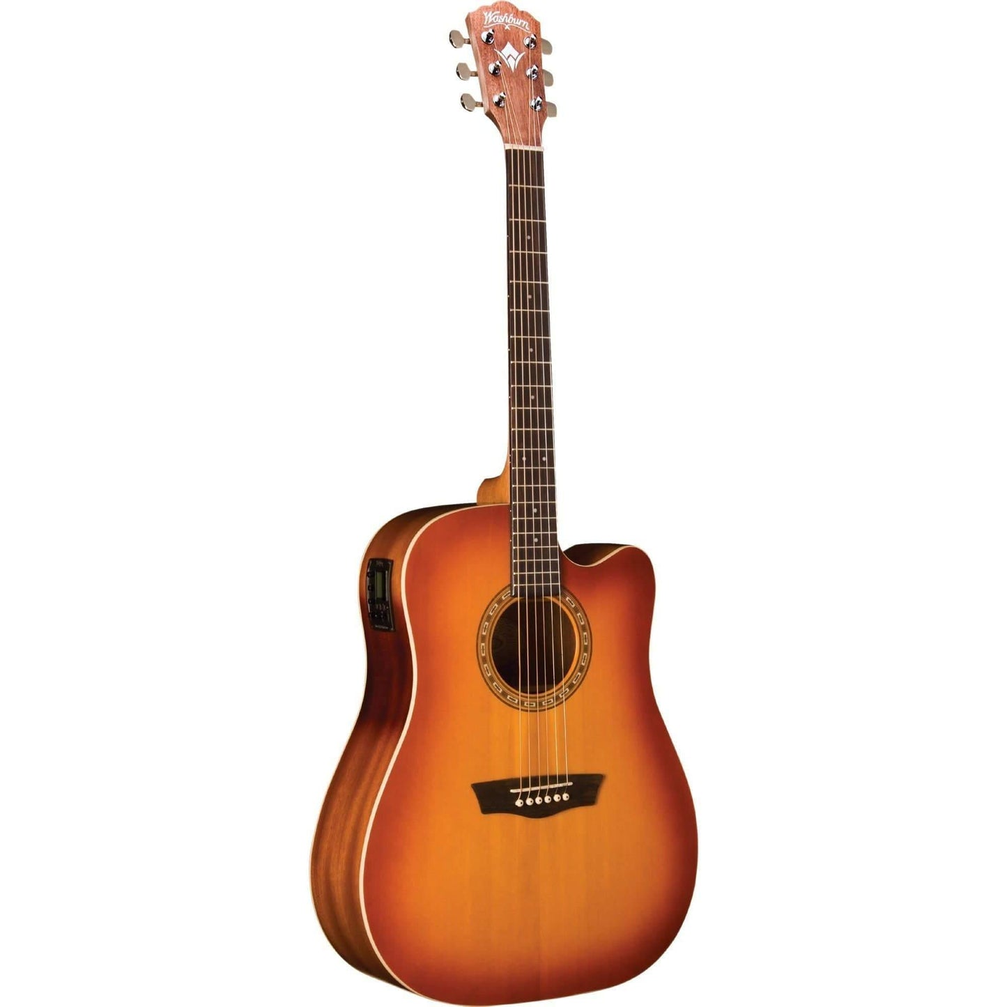 Washburn WD7SCEACSM Semi-Acoustic Guitar - Antique Cherry Sunburst Matte