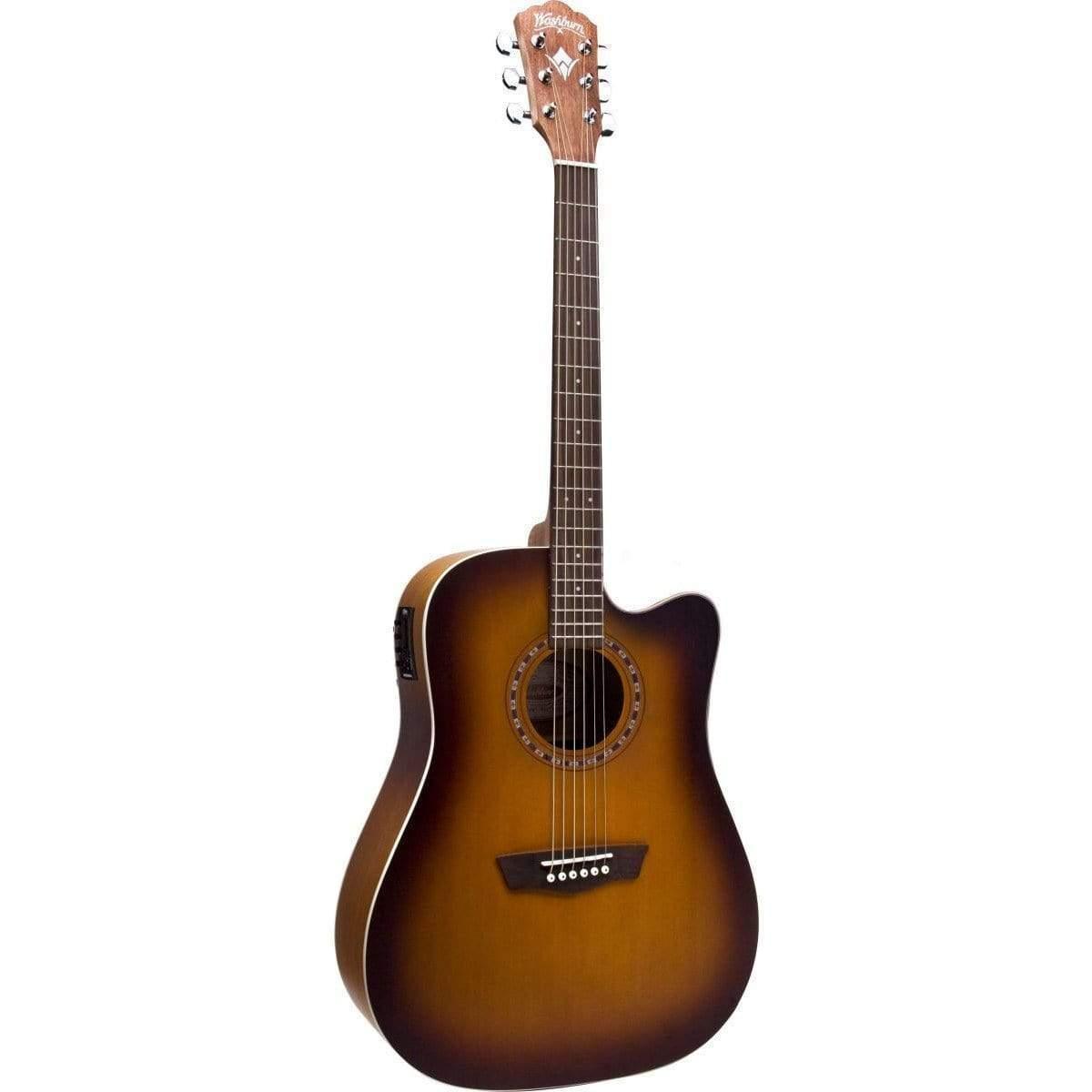 Washburn WD7SCEATBM Semi-Acoustic Guitar - Antique Tobacco Burst Matte