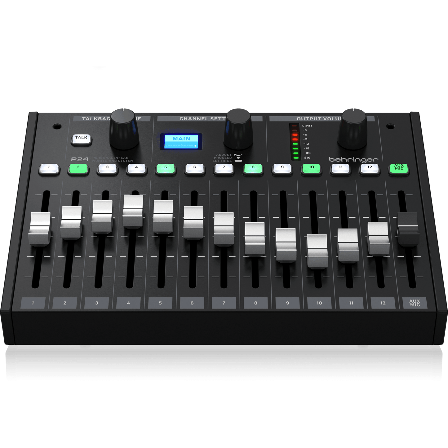 Behringer P24 StageConnect Personal Monitor Mixer with 13 Stereo Channels and 60-mm Faders