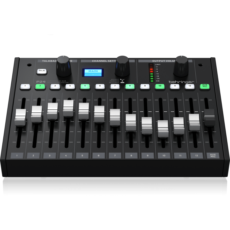 Behringer P24 خلاط مراقب شخصي Stageconnect مع 13 قناة ستيريو و 60 ملم التلاشي