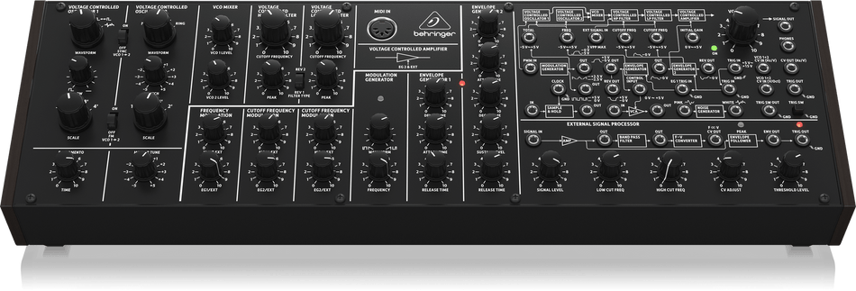 Behringer K-2 MKII Analog and Semi-Modular Synthesizer with Dual VCOs, Ring Modulator, External Signal Processor, 16-Voice Poly Chain and Eurorack Format
