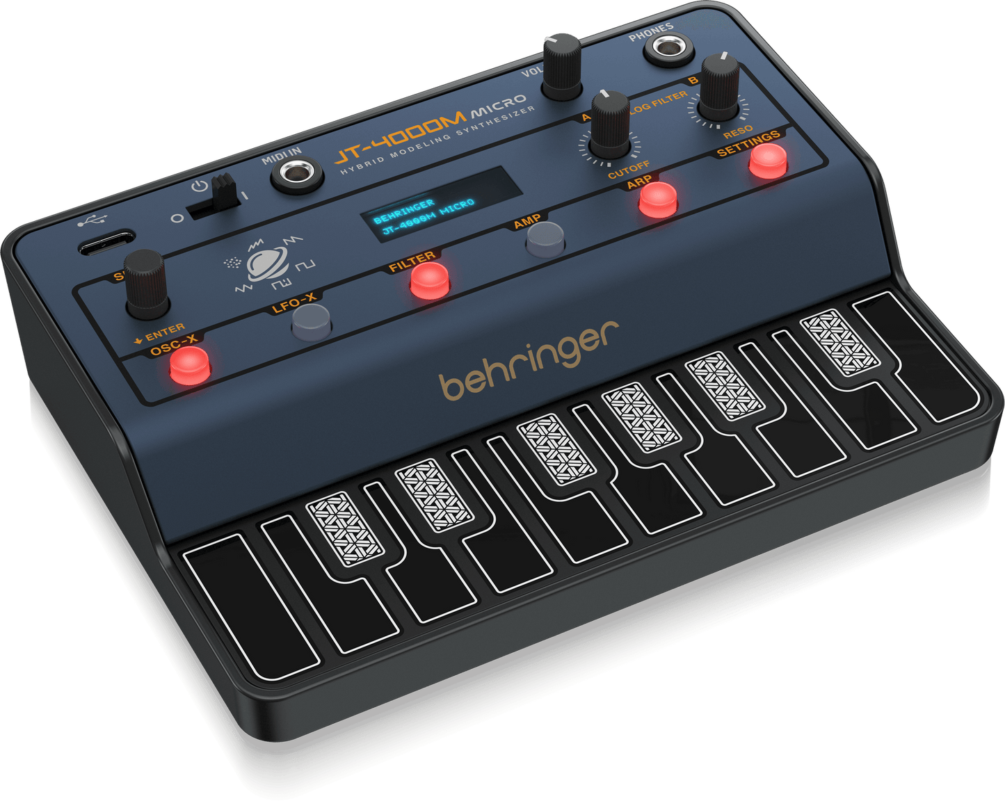 Behringer JT-4000M MICRO Portable 4-Voice Hybrid Synthesizer with 2 Analog Modeling Oscillators Per Voice, Multi-Mode Analog Filter, and Arpeggiator