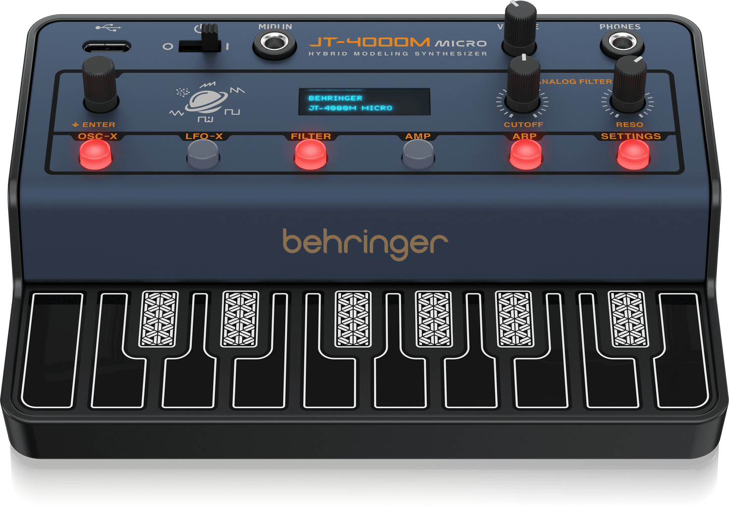 Behringer JT-4000M MICRO Portable 4-Voice Hybrid Synthesizer with 2 Analog Modeling Oscillators Per Voice, Multi-Mode Analog Filter, and Arpeggiator