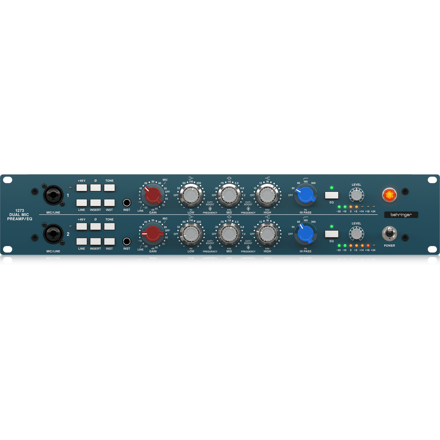 Behringer 1273 2-Channel Microphone Preamplifier with 3-Band Equalizers and Custom-Built Midas Transformers