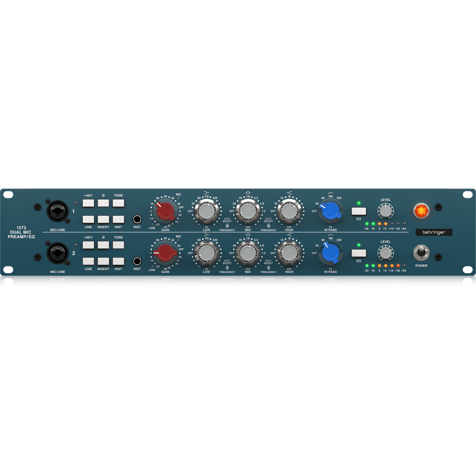 مضخم ميكروفون Behringer 1273 ثنائي القناة مع معادلات 3 نطاقات ومحولات ميداس مصممة خصيصًا