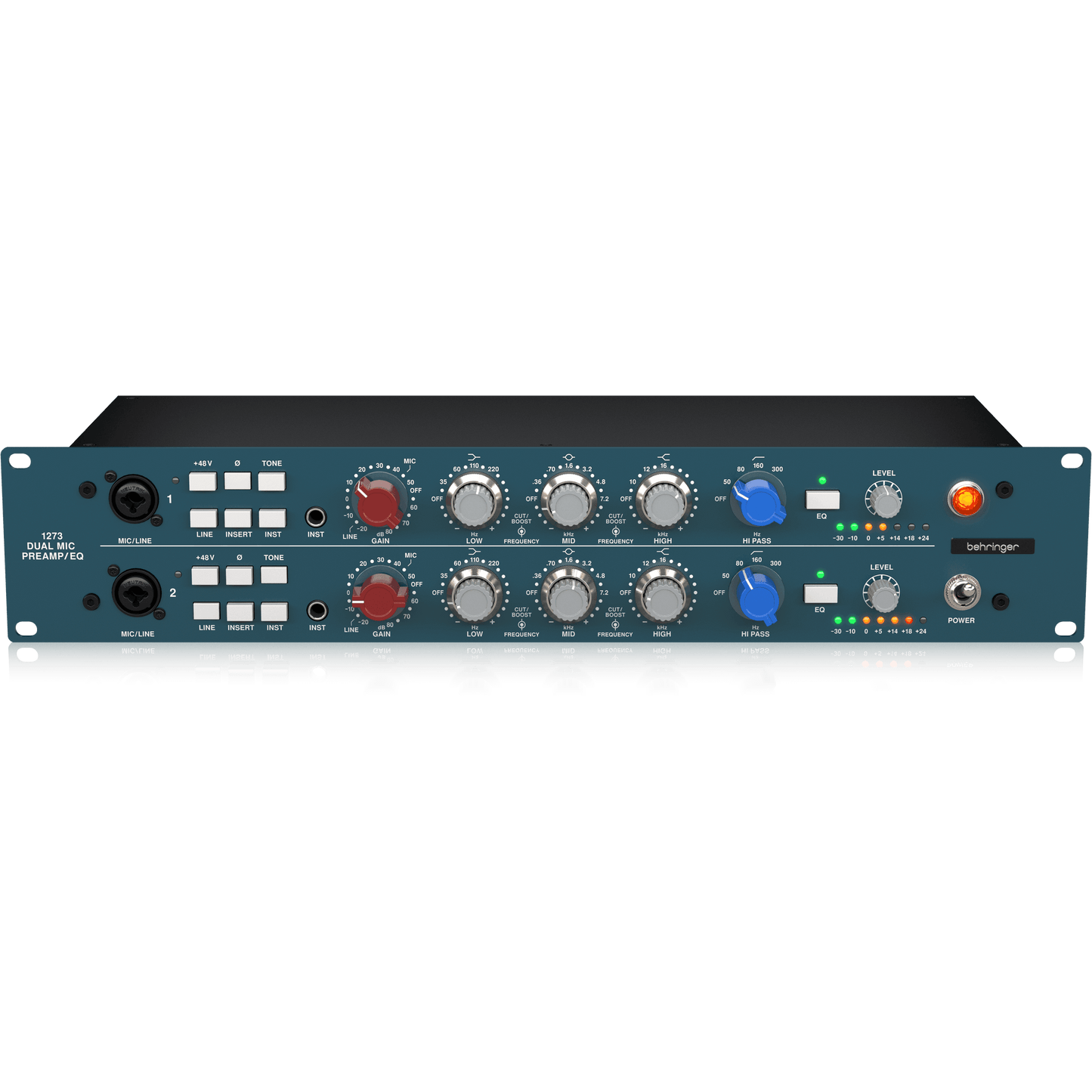 Behringer 1273 2-Channel Microphone Preamplifier with 3-Band Equalizers and Custom-Built Midas Transformers