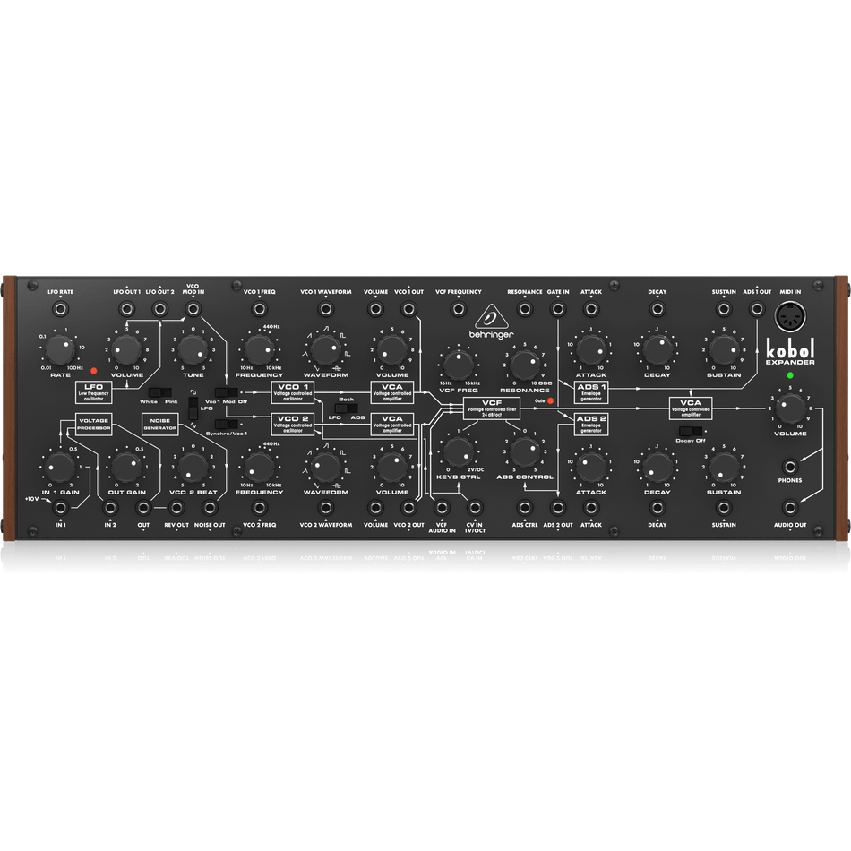 Behringer Kobol Expander Analog Semi-Modular Synthesizer with 2 VCOs Featuring 7 Variable Waveshapes and Unique Kobol VCF in Eurorack Format