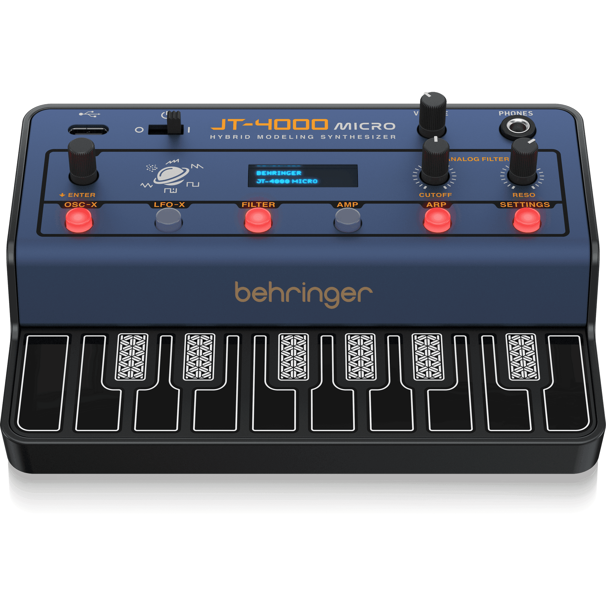 Behringer JT4000MICRO Portable 4-Voice Hybrid Synthesizer with 2 Analog Modeling Oscillators Per Voice, Multi-Mode Analog Filter, and Arpeggiator - MusicMajlis