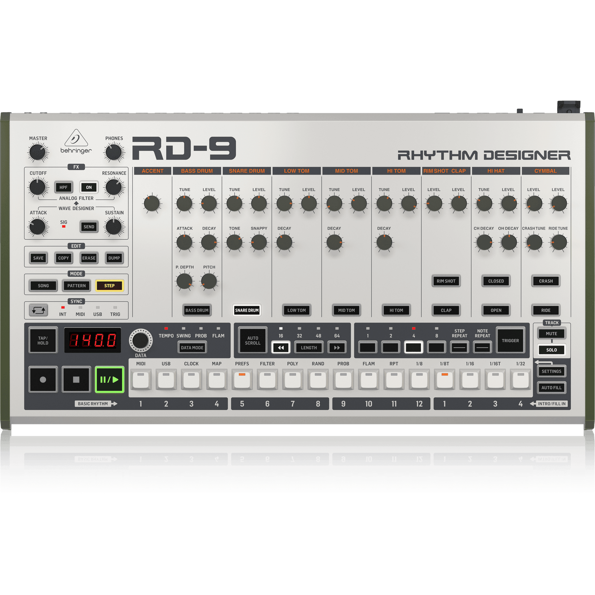Behringer RD9 Analog/Digital Drum Machine with 11 Drum Sounds - MusicMajlis
