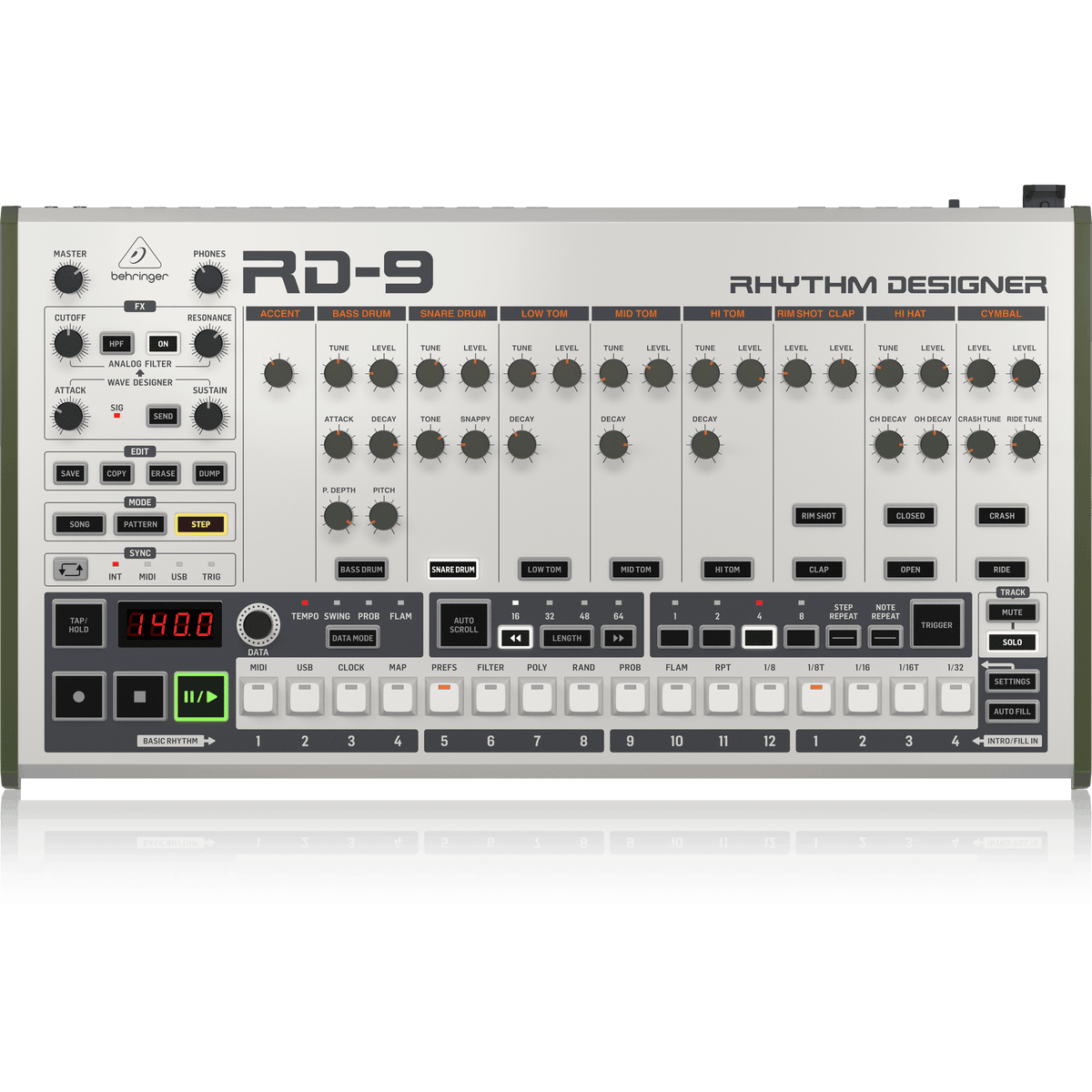 Behringer RD9 Analog/Digital Drum Machine with 11 Drum Sounds - MusicMajlis