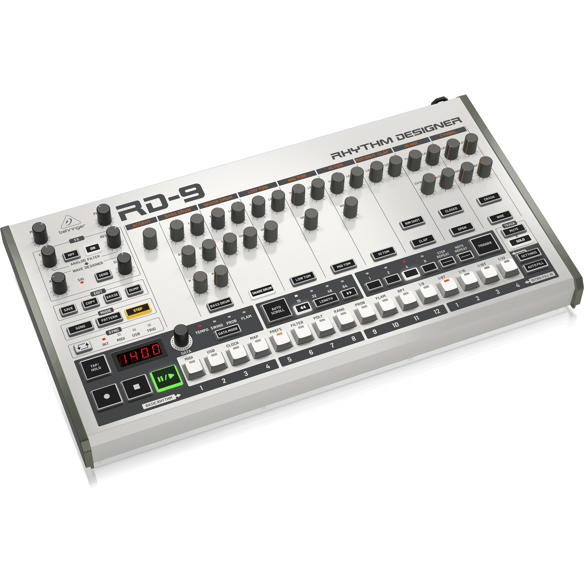 Behringer RD9 Analog/Digital Drum Machine with 11 Drum Sounds - MusicMajlis