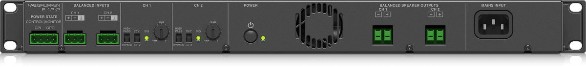 Lab Gruppen E 12:2 -1200 Watt Amplifier with 2 Flexible Output Channels for Installation Applications
