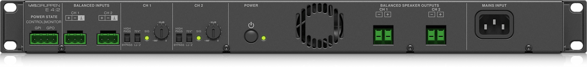 Lab Gruppe E 4:2-400 Watt Amplifier with 2 Flexible Output Channels for Installation Applications