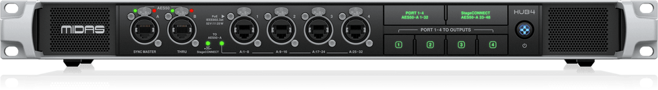 Midas HUB4 Monitor System Hub with 4 PoE Ports for Personal Mixers