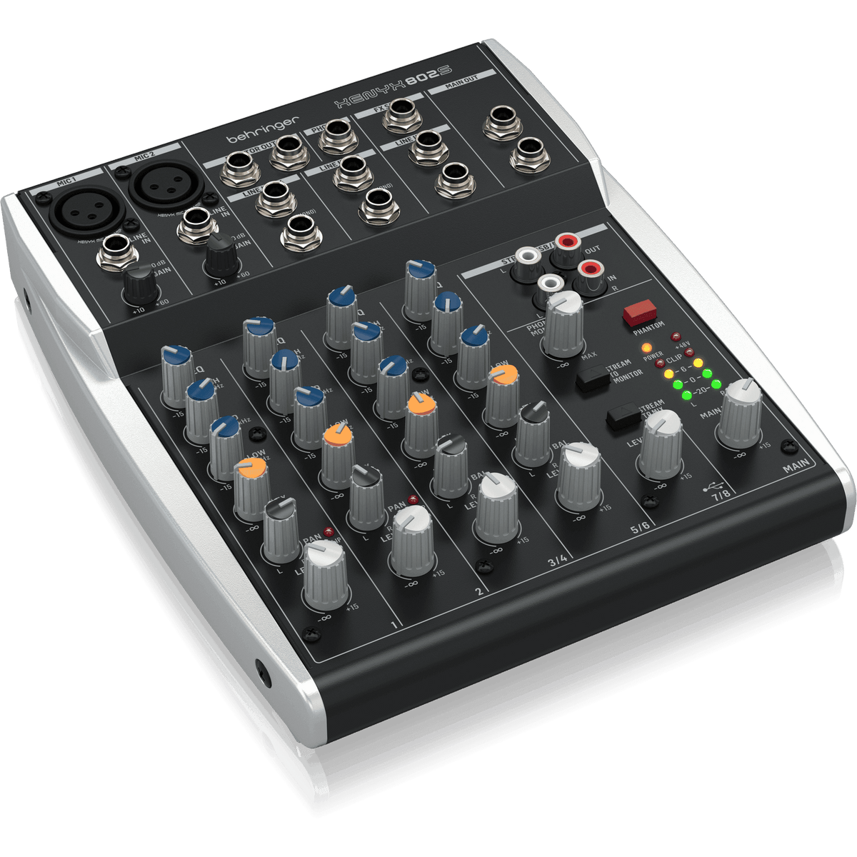 Behringer XENYX 802S Premium Analog 8-Input Mixer with USB Streaming Interface