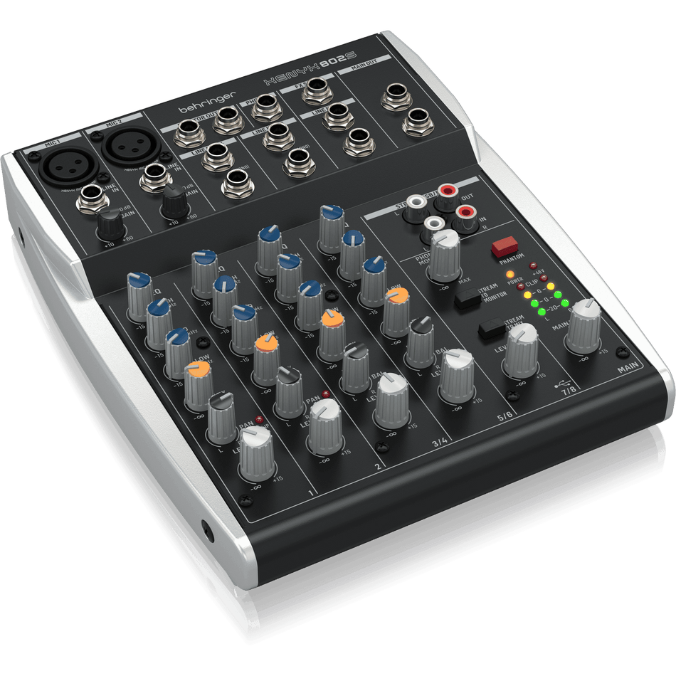 Behringer XENYX 802S Premium Analog 8-Input Mixer with USB Streaming Interface