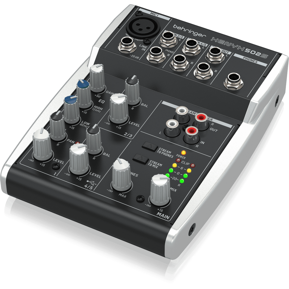 Behringer XENYX 502S Premium Analog 5-Input Mixer with USB Streaming Interface