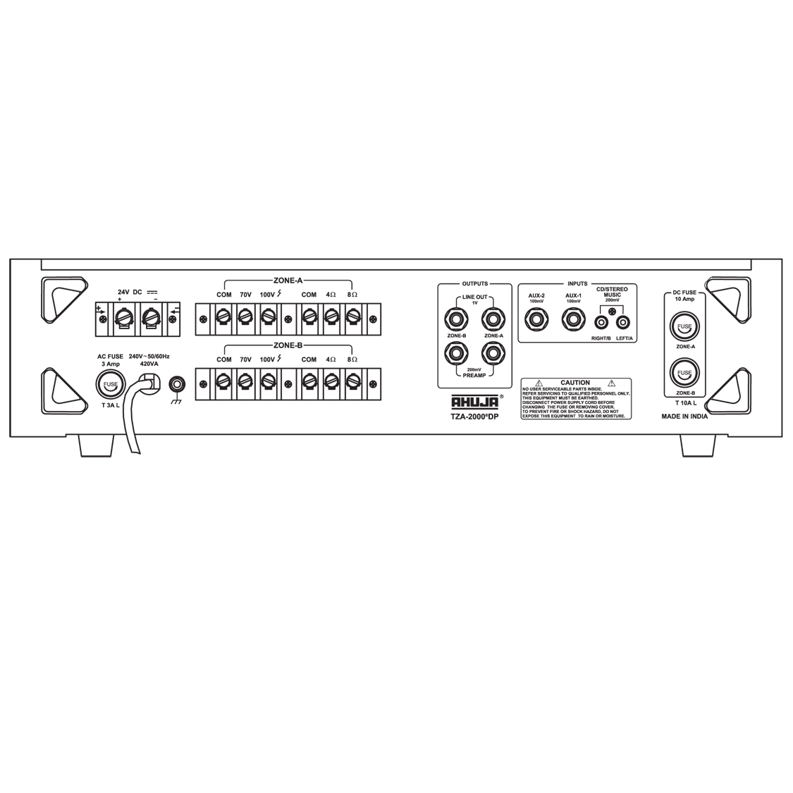Ahuja TZA4000DPM Two zone PA Mixer Amplifier