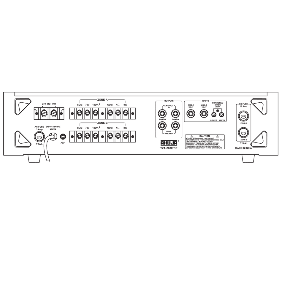 Ahuja TZA4000DPM Two zone PA Mixer Amplifier