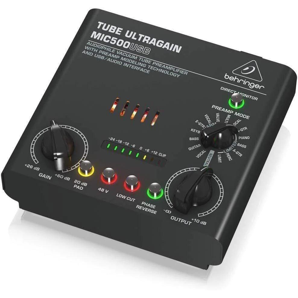 Behringer MIC500USB Audiophile Vacuum Tube Preamplifier with Preamp Modeling Technology and USB/Audio Interface