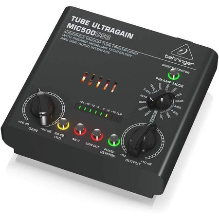 Behringer MIC500USB Audiophile Vacuum Tube Preamplifier with Preamp Modeling Technology and USB/Audio Interface