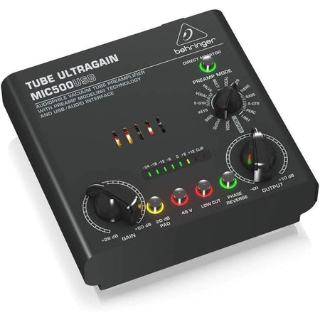 Behringer MIC500USB Audiophile Vacuum Tube Preamplifier with Preamp Modeling Technology and USB/Audio Interface
