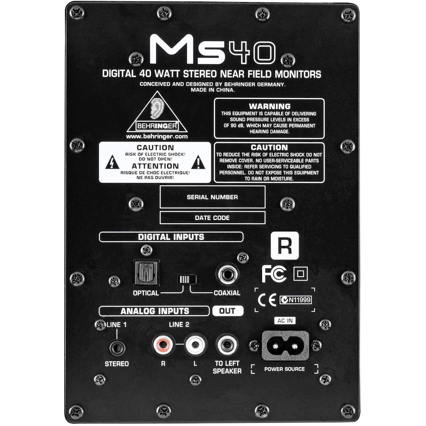 Behringer MS40 Pair Digital Monitor Speakers