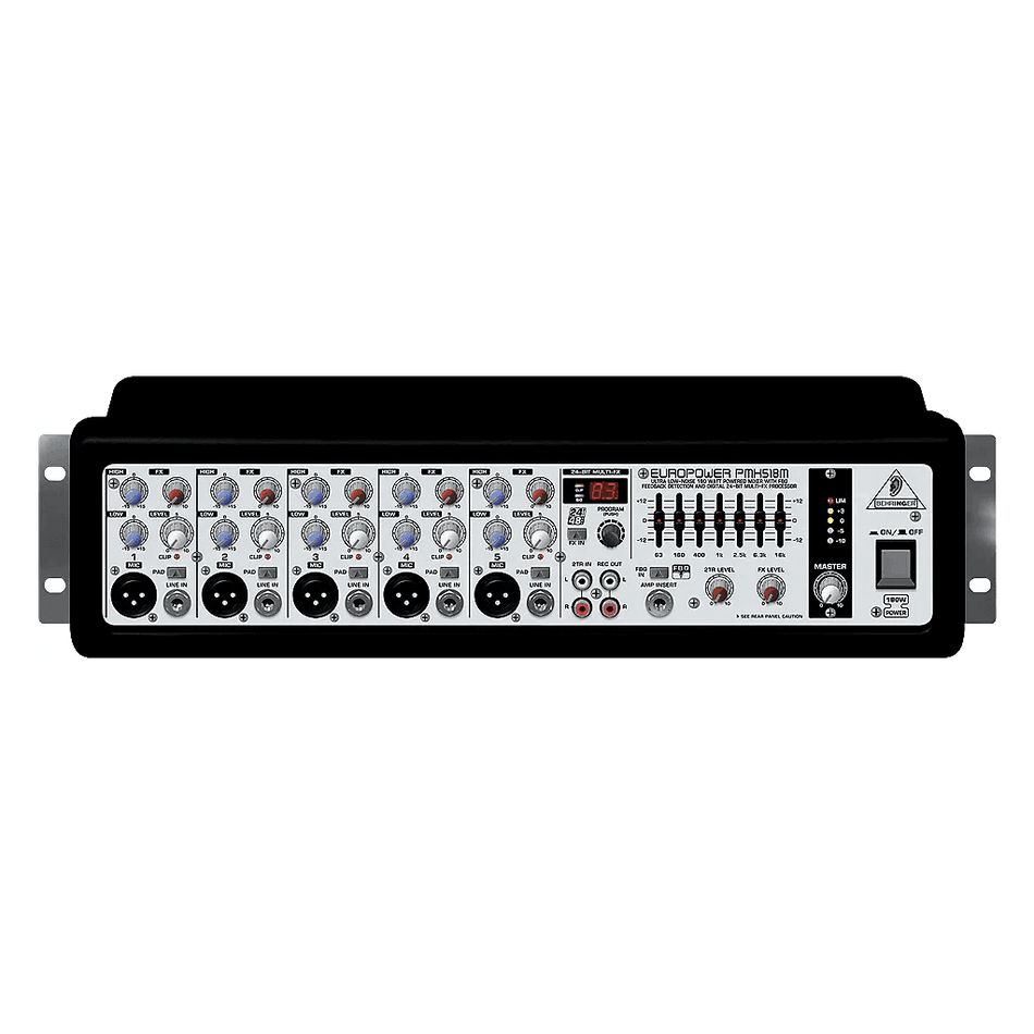 Behringer PMH518M Mixer Powered 5 CH (5 Mono) 1x180W RMS 4Ohms w/ FX and Equalizer