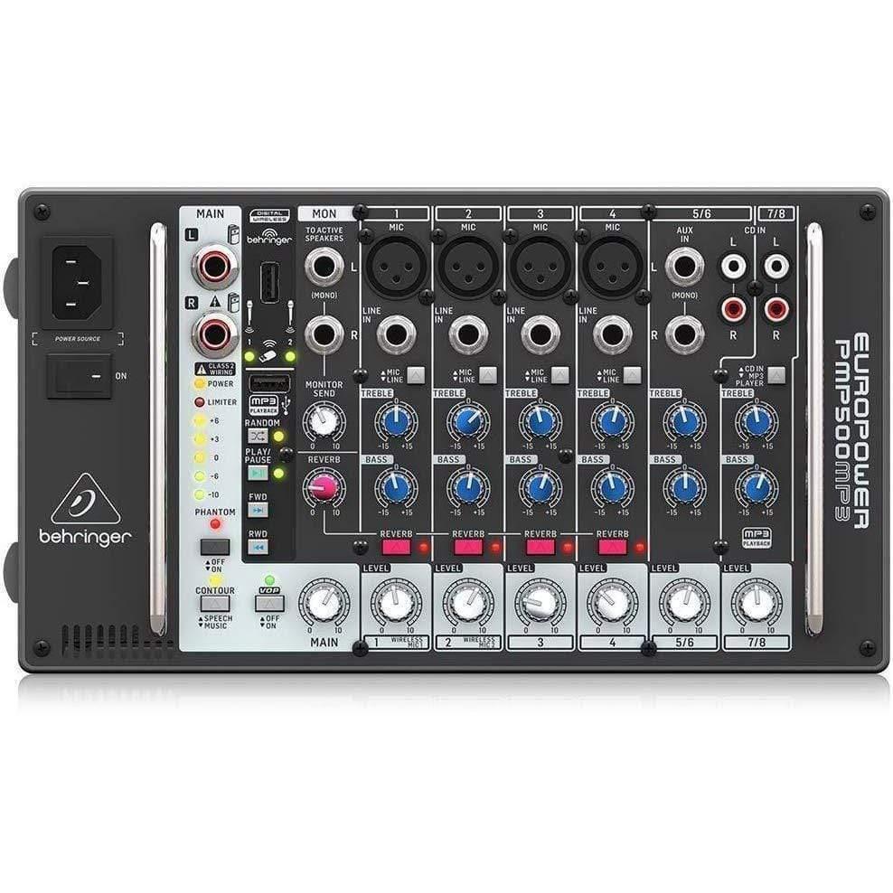 Behringer PMP500MP3 Ultra-Compact 500-Watt 8-Channel Powered Mixer with MP3 Player, Re