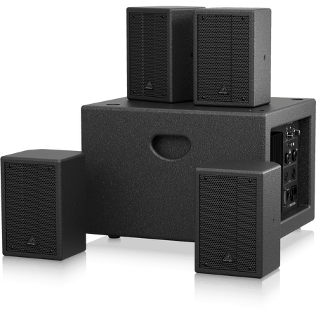 Behringer SAT1004 600W Bundle 4 X 4" Passive PA Speakers and 1 x 8" Active PA Subwoofer