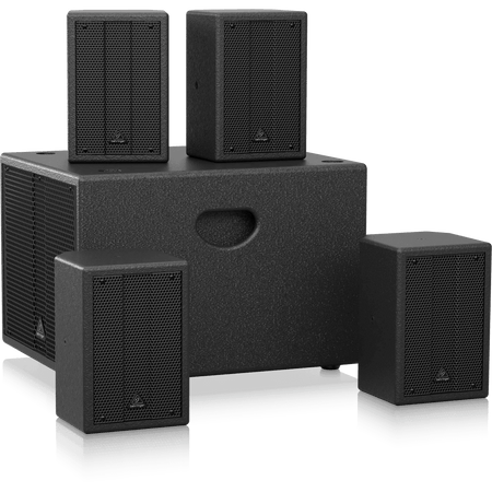 Behringer SAT1004 600W Bundle 4 X 4" Passive PA Speakers and 1 x 8" Active PA Subwoofer