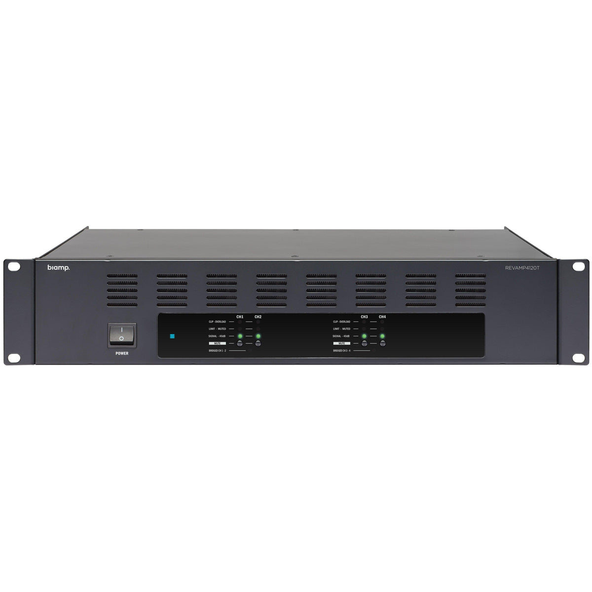 Biamp REVAMP4120T 4-channel 100V bridgeable digital power amplifier, 4 x 120W
