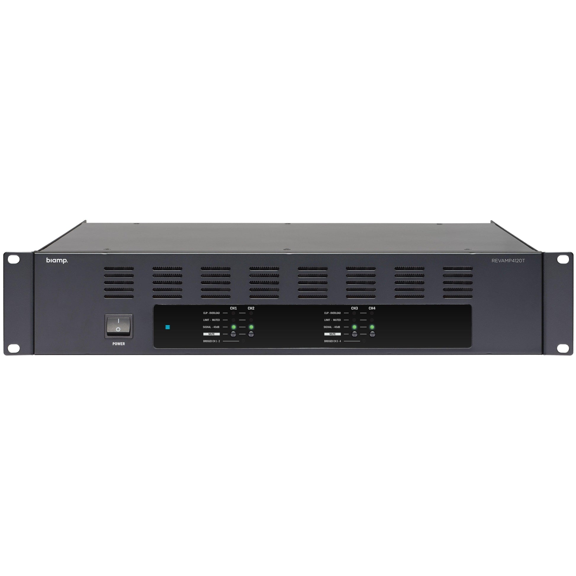 Biamp REVAMP4120T 4-channel 100V bridgeable digital power amplifier, 4 x 120W