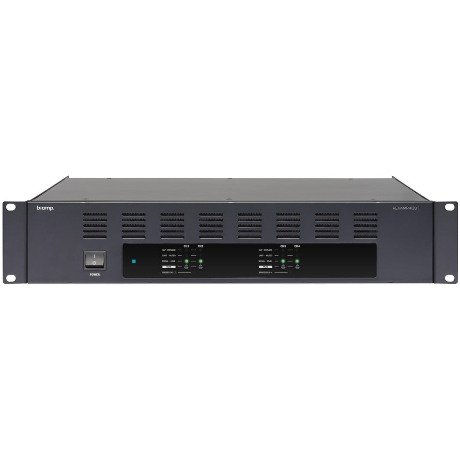 Biamp REVAMP4120T 4-channel 100V bridgeable digital power amplifier, 4 x 120W