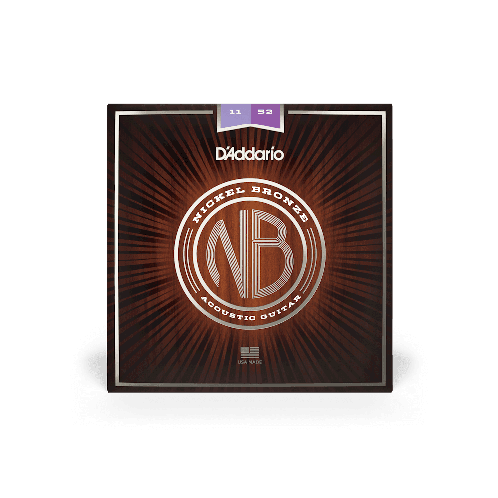 D'Addario NB1152 Acoustic Guitar String Set, Nickel Bronze 0.11 - 0.52 Custom Light Gauge