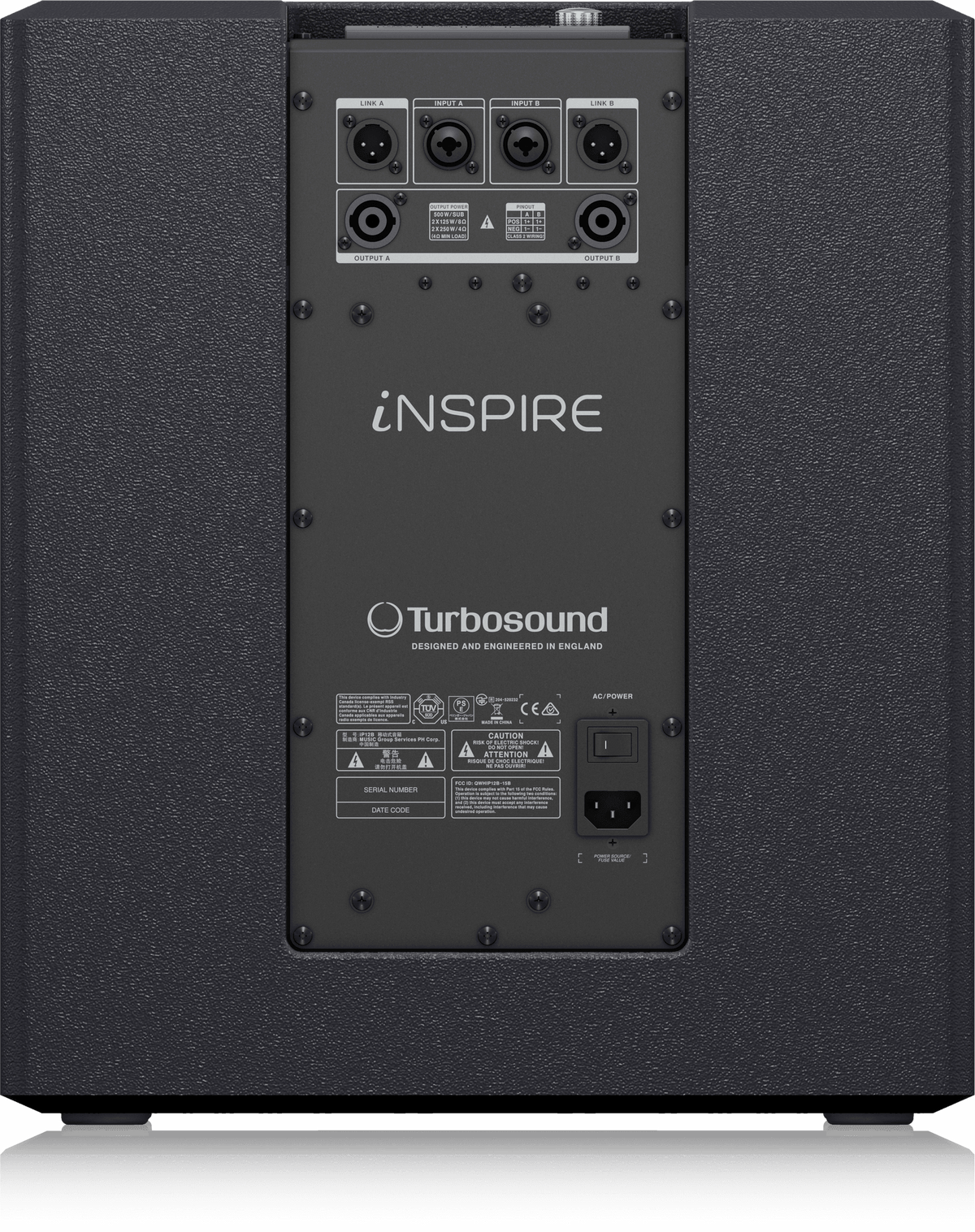 Turbosound iP12B-1000 Watt Powered 12" Subwoofer with Dual Amplifiers for Satellite Speakers