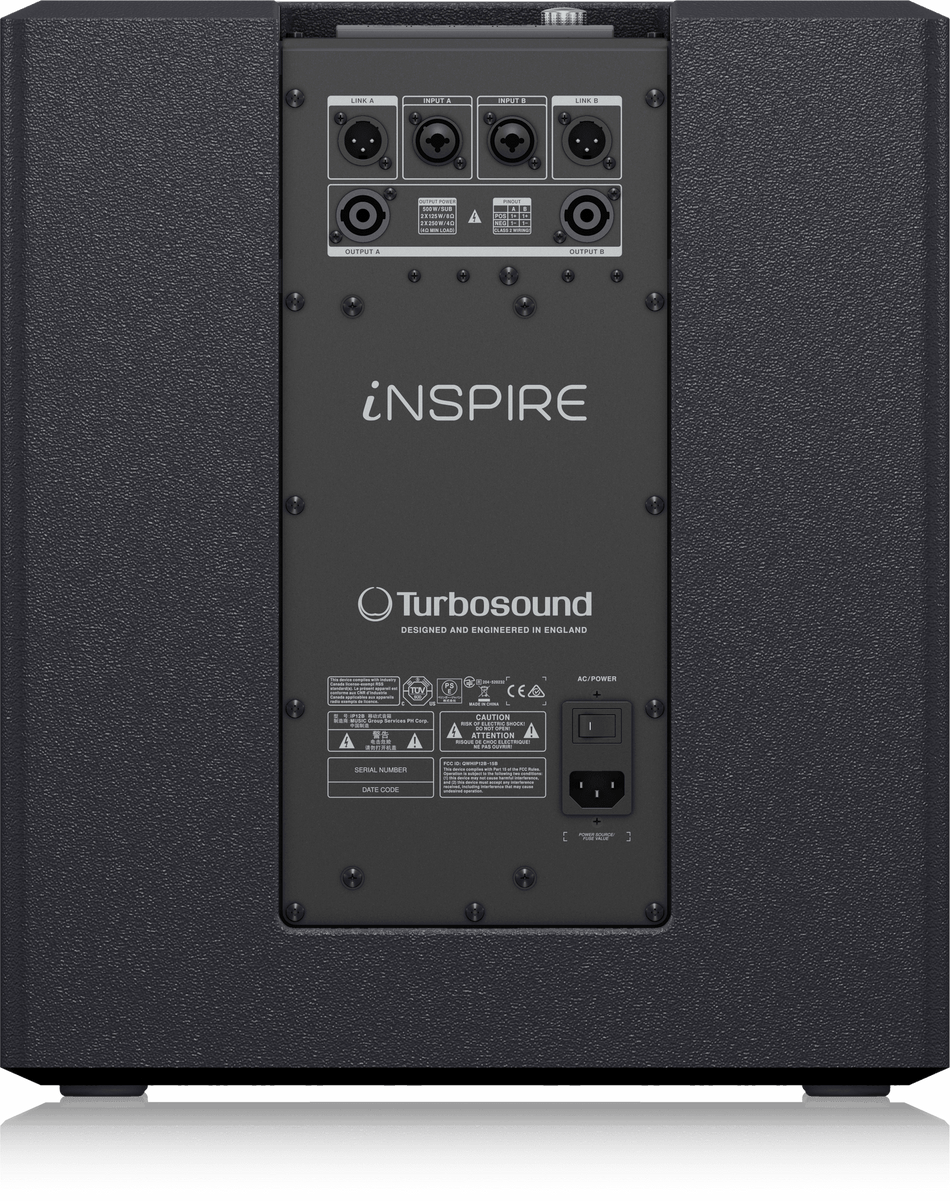 Turbosound iP12B-1000 Watt Powered 12" Subwoofer with Dual Amplifiers for Satellite Speakers