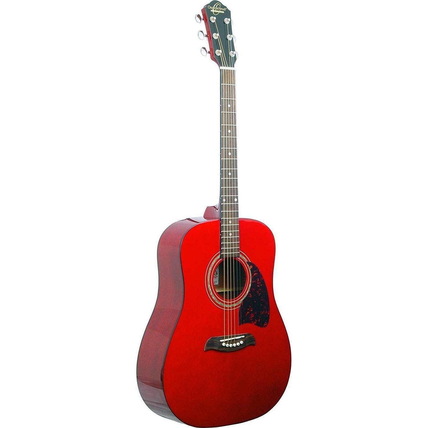 Oscar Schmidt OG2TR Dreadnought Acoustic Guitar - Trans Red