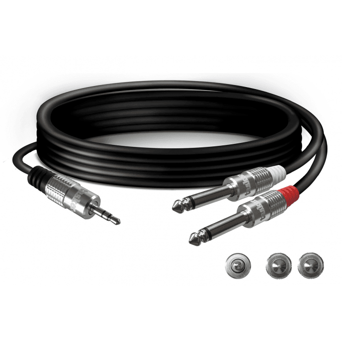 Tasker TK050 1.5m dual mono jack to single stereo 3.5mm jack