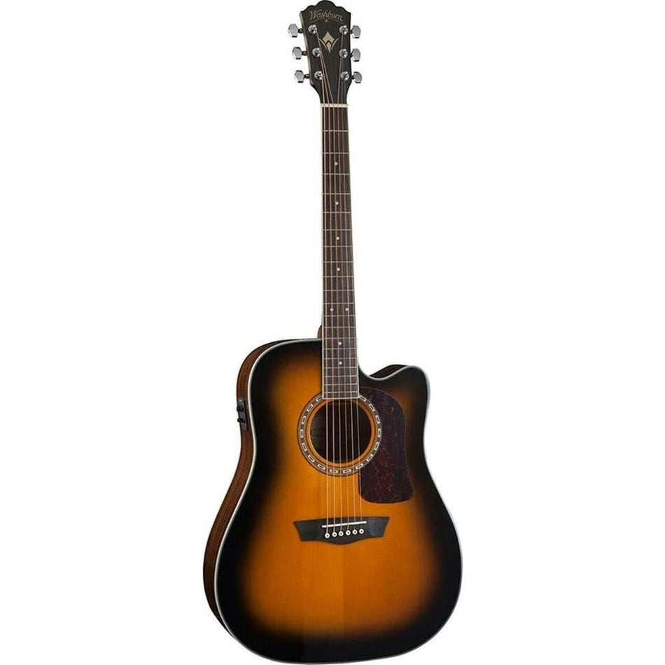 Washburn AD5CEPACK Semi Acoustic Guitar 41' Dreadnought with Bag, Picks, Strap