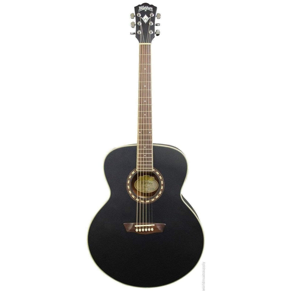 Washburn WJ7SBM Jumbo Acoustic Guitar - Black Matte