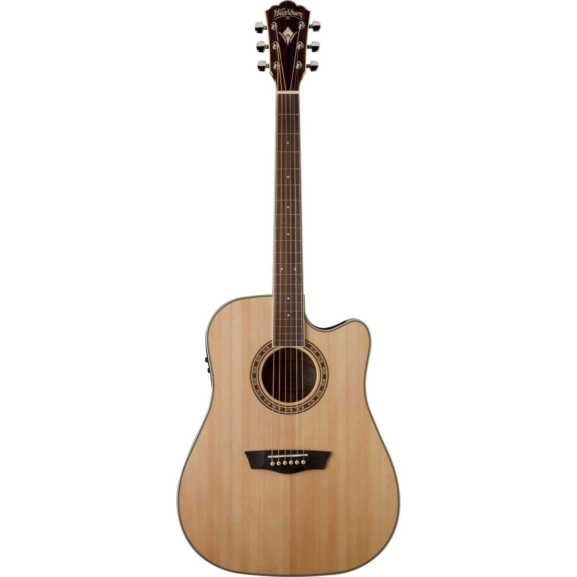 Washburn WD10SCE Dreadnought Semi-Acoustic Guitar - Natural