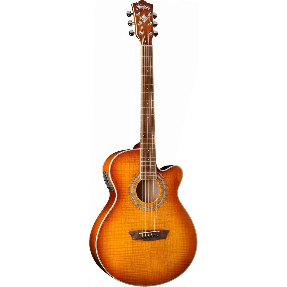 Washburn EA15ITB Mini Jumbo Semi-Acoustic Guitar - Ice Tea Burst