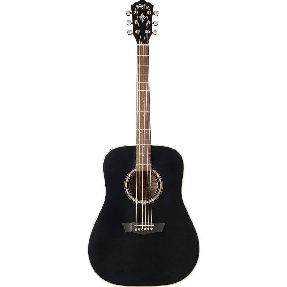 Washburn WD7SBM Dreadnought Semi-Acoustic Guitar - Black Matte