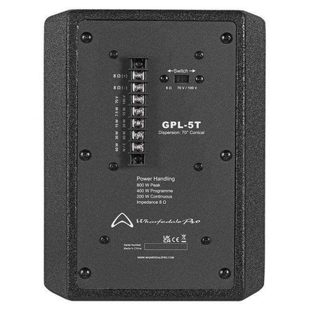 Wharfedale Pro GPL5T	Speaker Passive 1x5" 800W Peak 70V/100V Transformer Wooden Paint Body